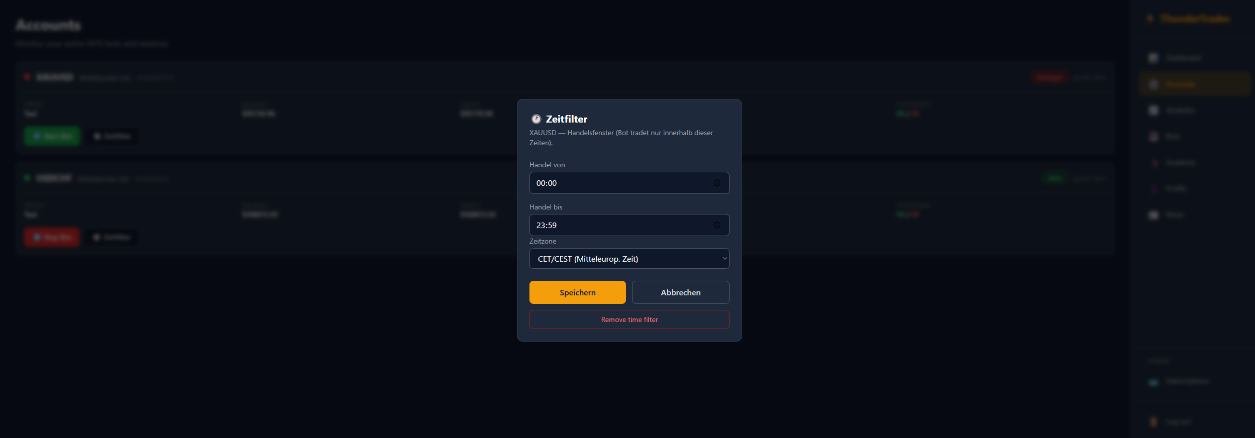 ThunderTrader Time Filter